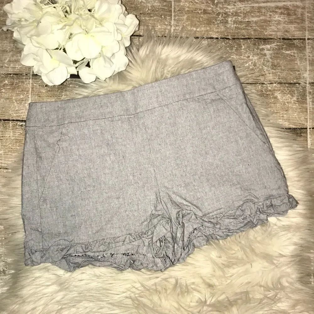 Loft Petites Flat Front Trouser Shorts Ruffle